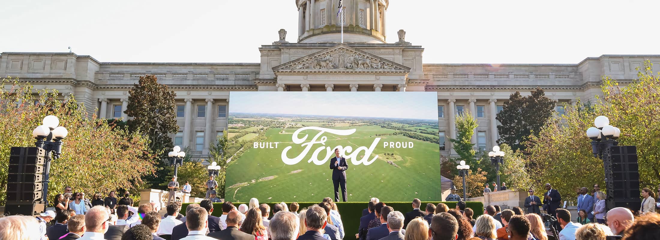 Governor Andy Breshear in front of Capitol with Ford